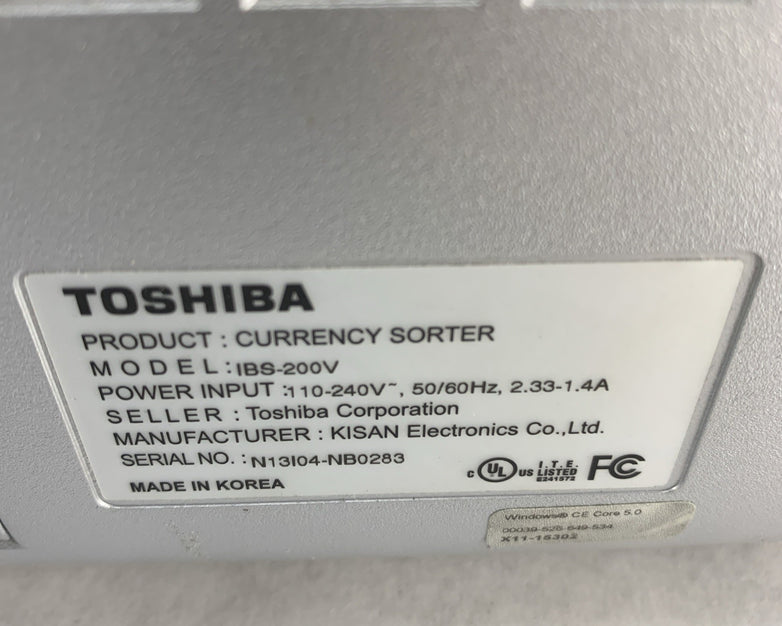 Toshiba IBS-200V Currency Sorter with Power Cord - Broken Money Guides - Tested