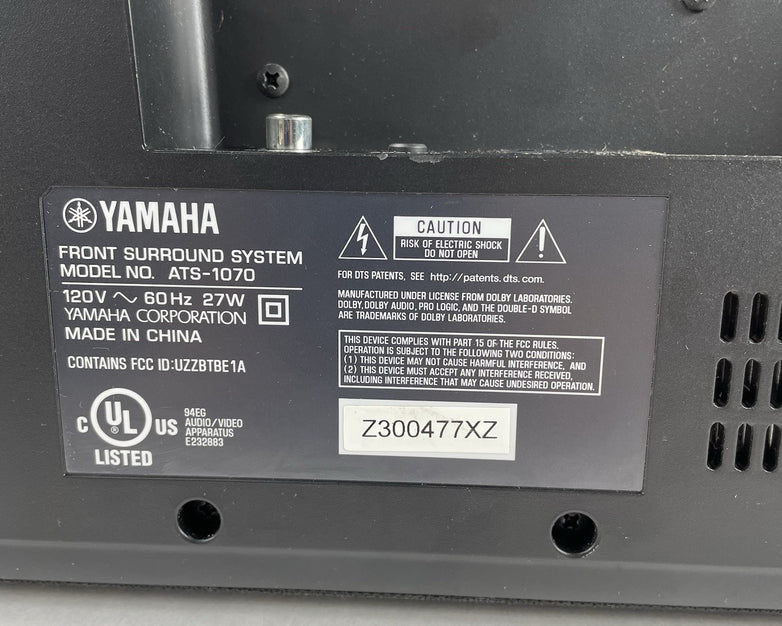 Yamaha ATS-1070 Bluetooth Sound Bar Power Cord Included Tested