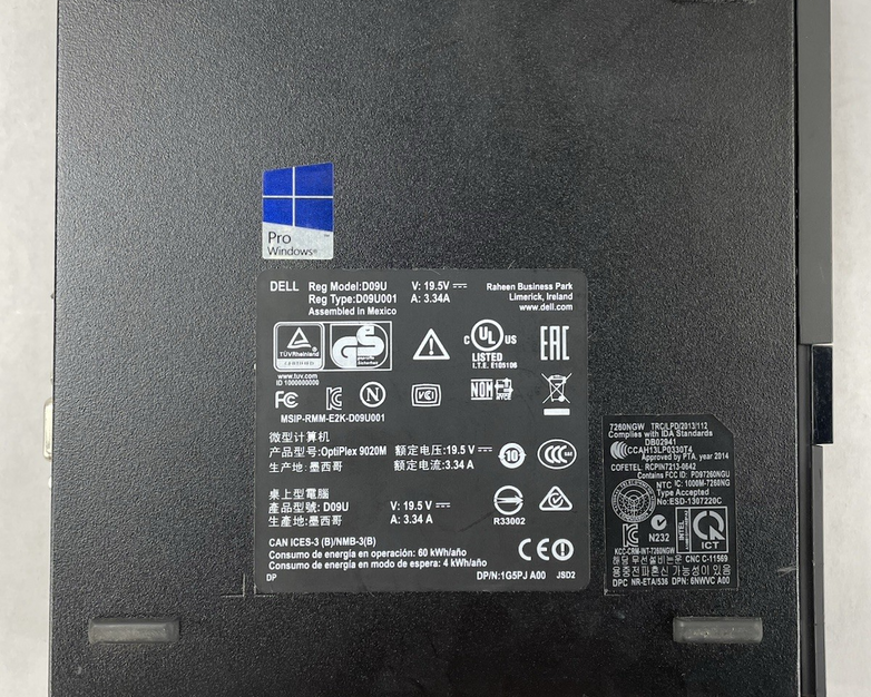 Dell Optiplex 9020M Micro i3-4160T 3.10 GHz 8 GB RAM No SSD/OS/AC - Residue