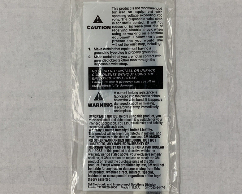 SUN 250-1007-01 Brand 3M 2209 Static Protection Wrist Grounder Lot of (6)
