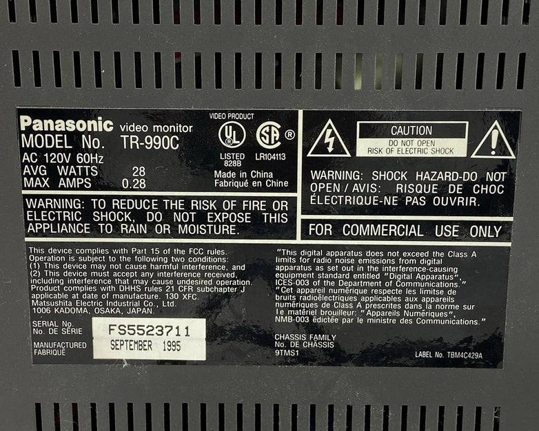 Panasonic TR-990C Video Monitor FS5523711
