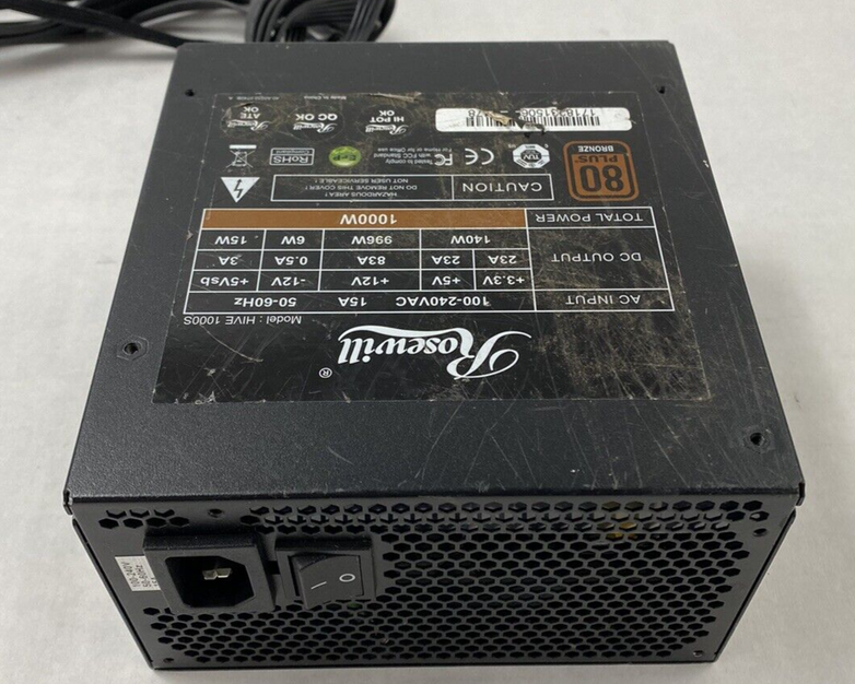 Rosewill HIVE-1000S 80 Plus Bronze Semi Modular Power Supply with Cables Tested