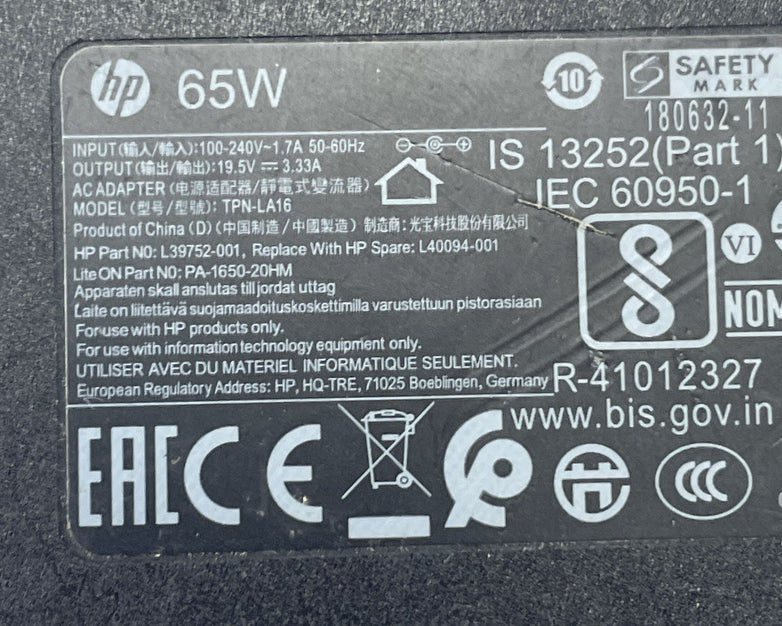 HP TPN-DA17 TPN-CA16 TPN-LA16 65W AC Power L39752-003 Mixed Lot of 8