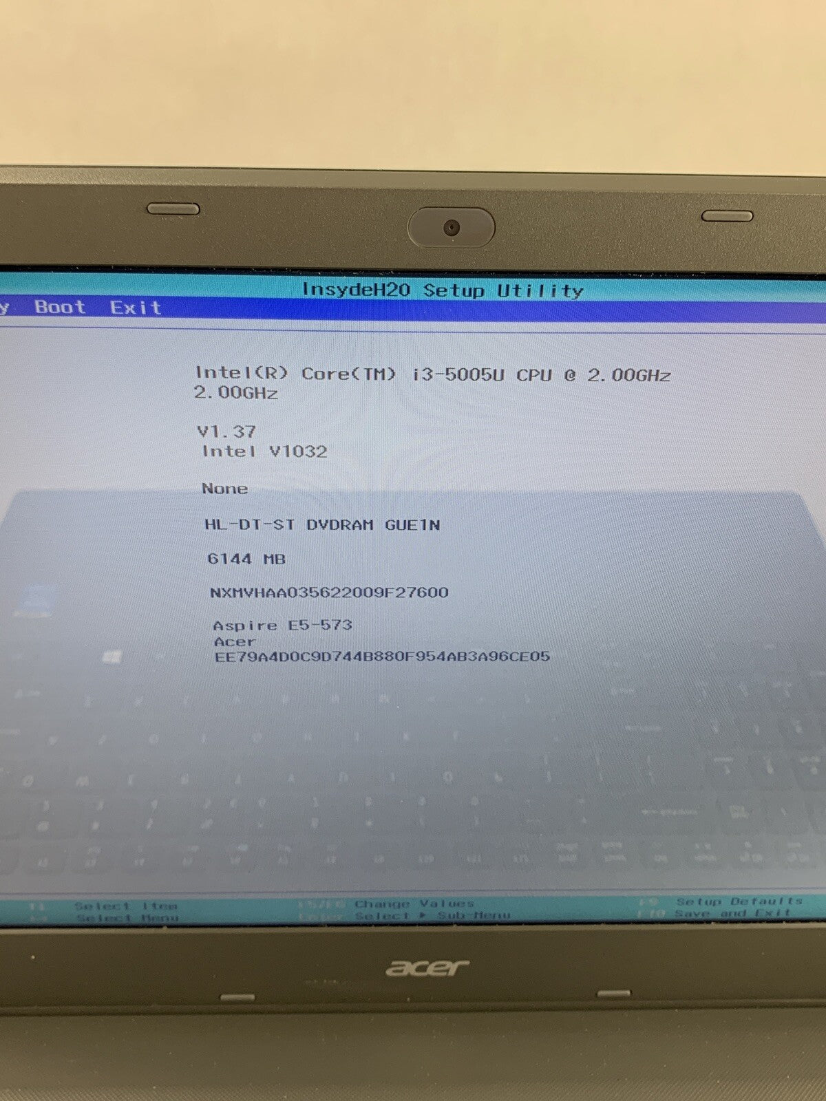 Acer Aspire E5-573 15.6"  i3-5005U 2 GHz 6 GB Ram No OS No HDD No Batt No AC