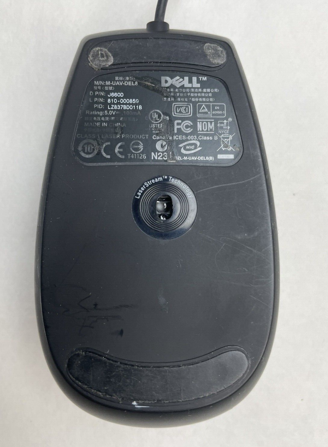 Dell M-UAV-DEL8 Black USB Optical Scroll Mouse with 6 Buttons J660D Lot of 4