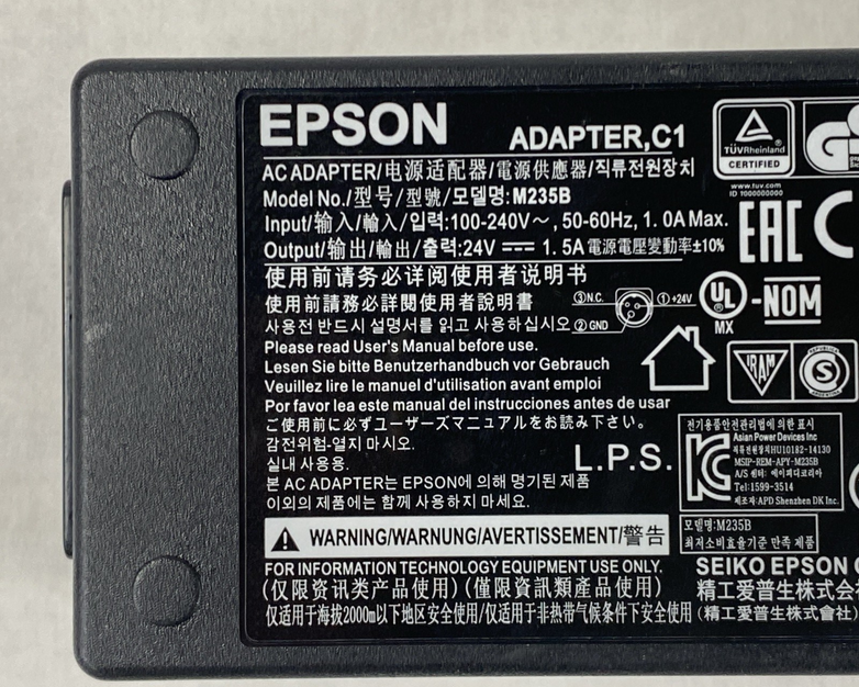 Epson C1 M235B 24V 1.5A AC Adapter (Lot of 6)
