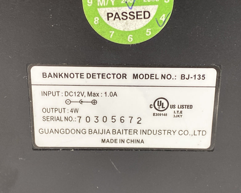 Nashua BJ-135 Counterfeit Bill Detector Power Tested