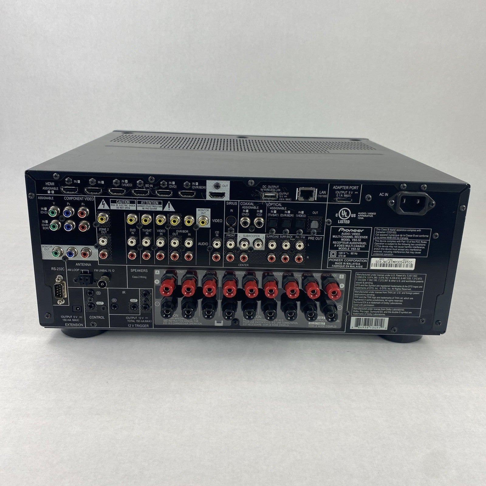 Pioneer VSX 52 Multi Channel Receiver - No Output