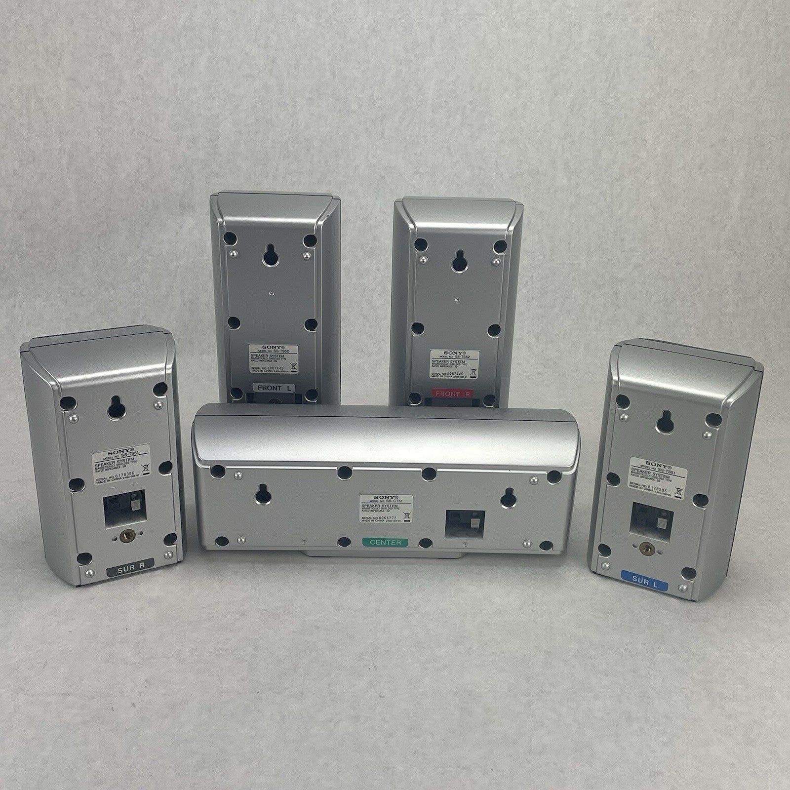 Sony 5.1 Speaker Lot SS-CT51 SS-TS51 SS-TS52 Silver Home Theater Surround Sound4