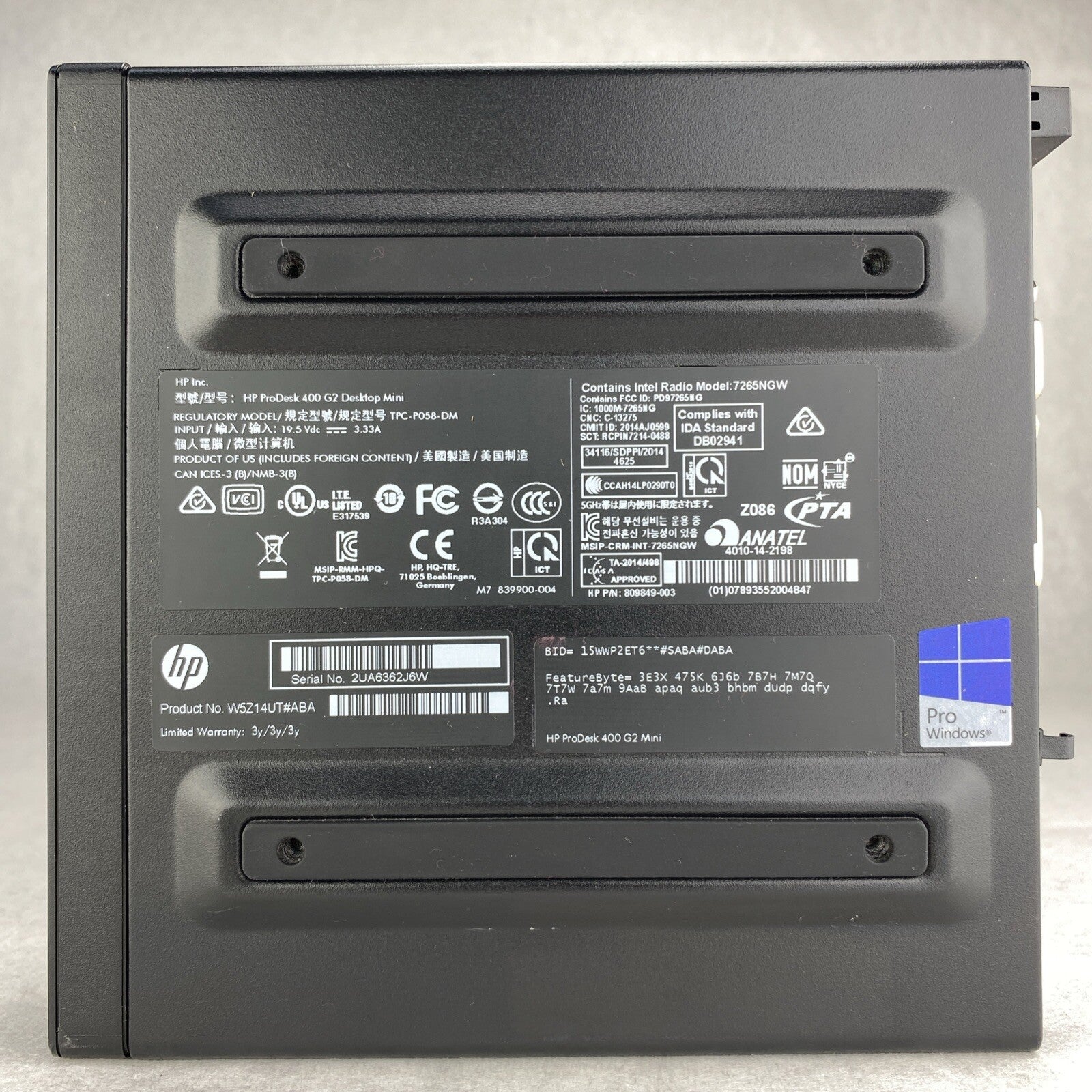 HP ProDesk 400 G2 Mini Intel Core i5-6500T 2.50GHz 1x8GB RAM WiFi No AC HDD OS