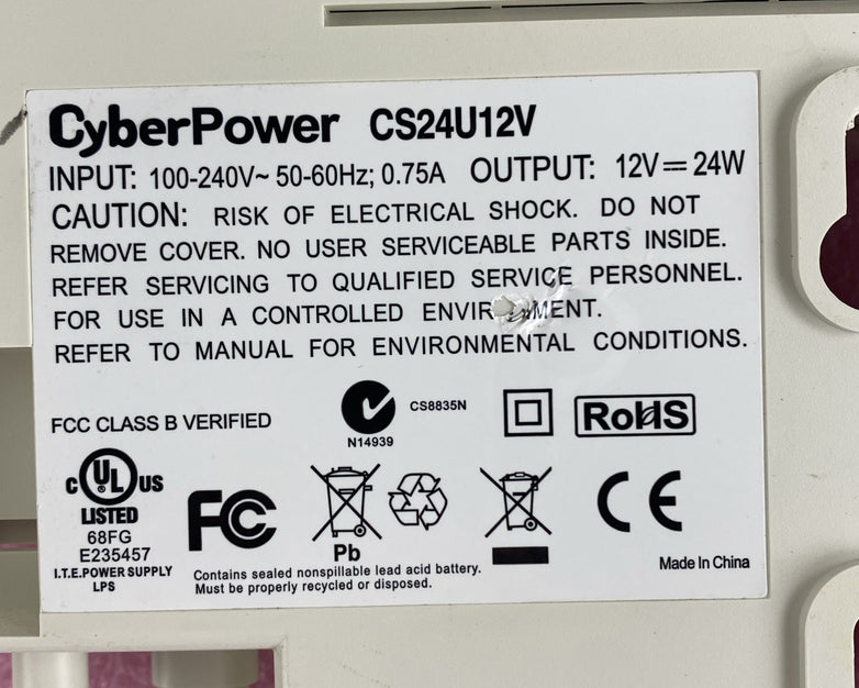 Cyber Power CS24U12V Power Supply Power Tested No Battery No Power Cord