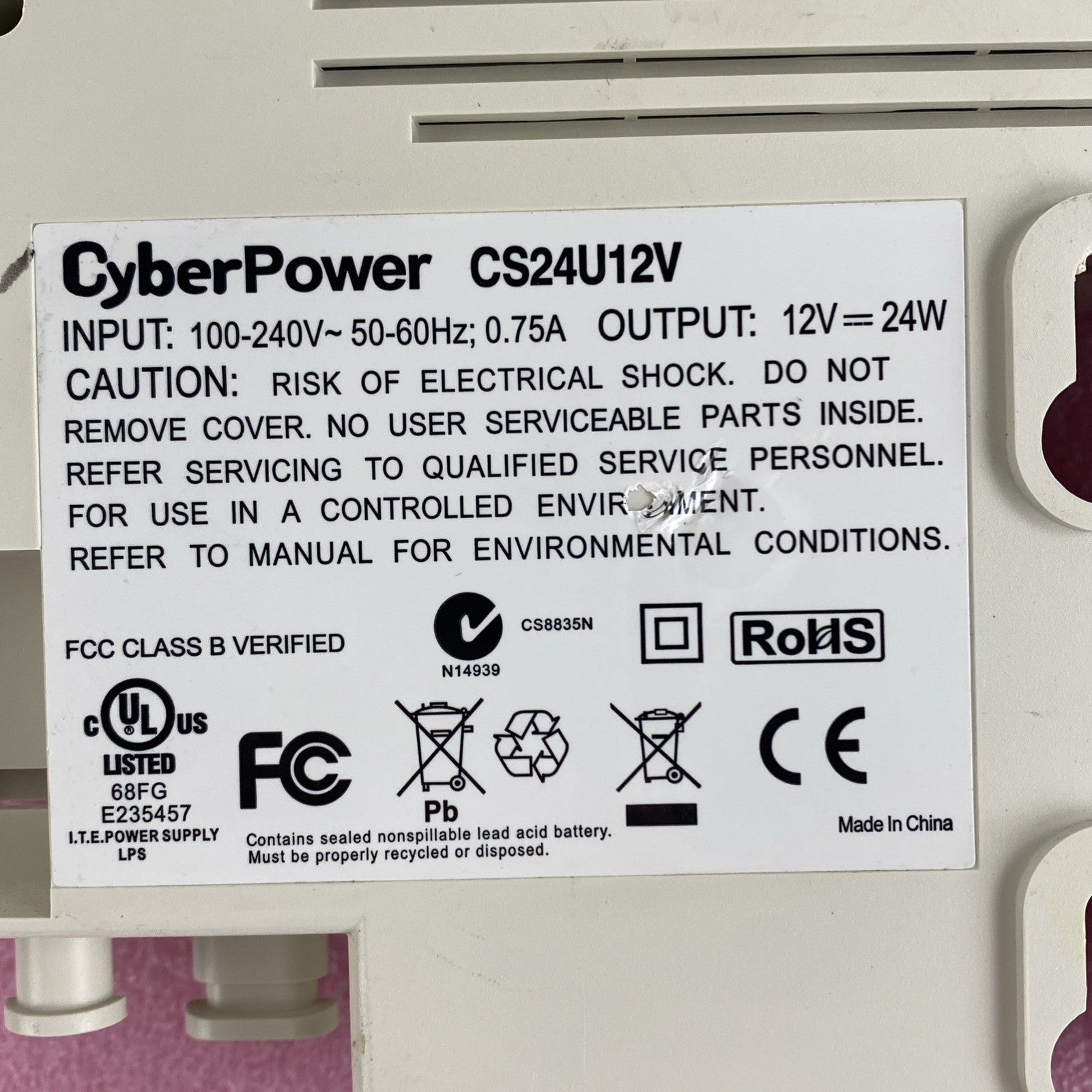 Cyber Power CS24U12V Power Supply Power Tested No Battery No Power Cord10