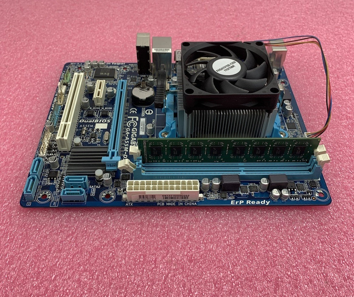 Gigabyte GA-A55M-DS2 Motherboard AMD A6-3670 2.7GHz 4GB RAM w/ Shield