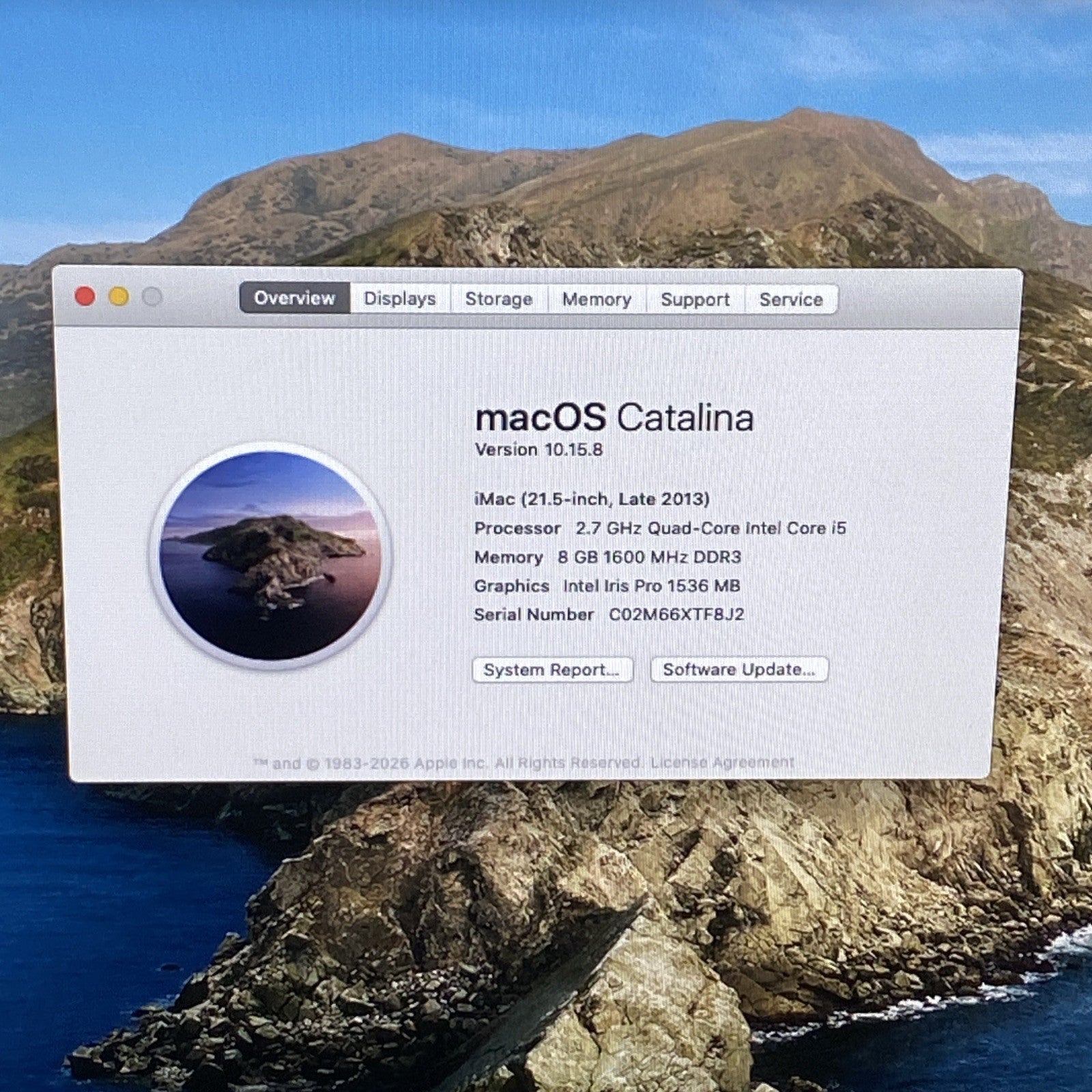 Apple A1418 iMac 21.5" 2013 2.7 GHz Core i5 8GB RAM 1TB HDD macOS 10.15.81
