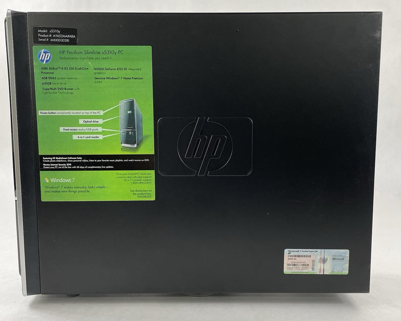 HP Pavillion Slimeline S5310Y SFF AMD Athlon 2 X2 250 3.0 GHz 4 GB RAM No HDD/OS