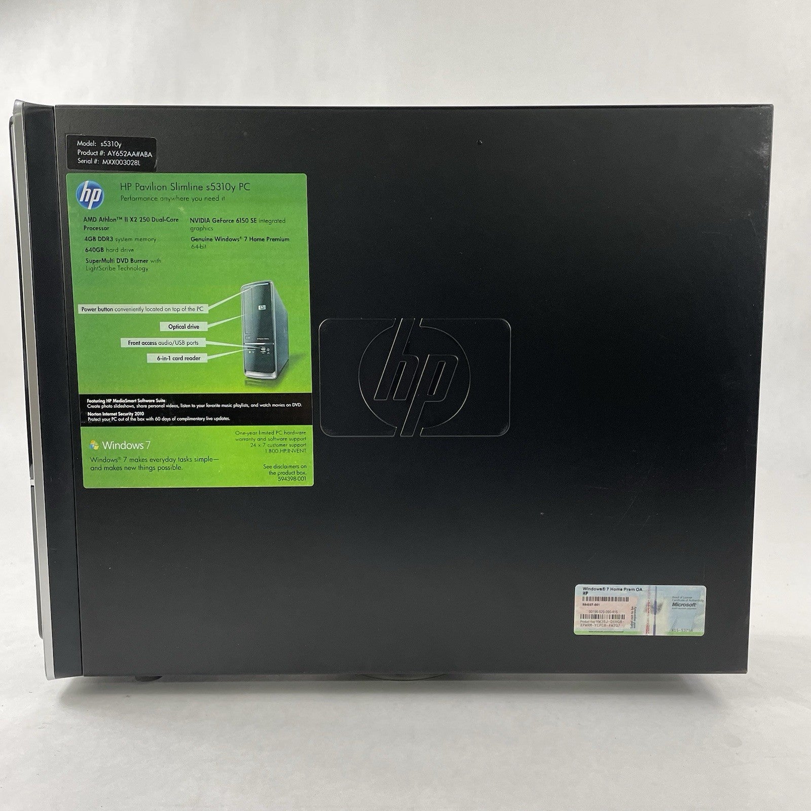 HP Pavillion Slimeline S5310Y SFF AMD Athlon 2 X2 250 3.0 GHz 4 GB RAM No HDD/OS4