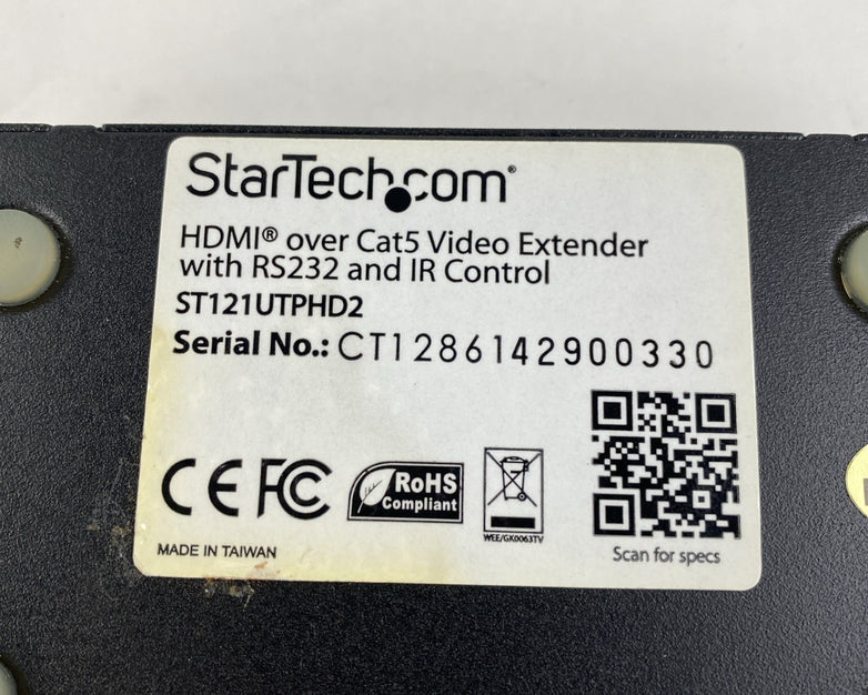 Smart Tech HDMI ST121UTPHD2 HDMI Over Cat5 Video Extender w/ RS232 - Untested