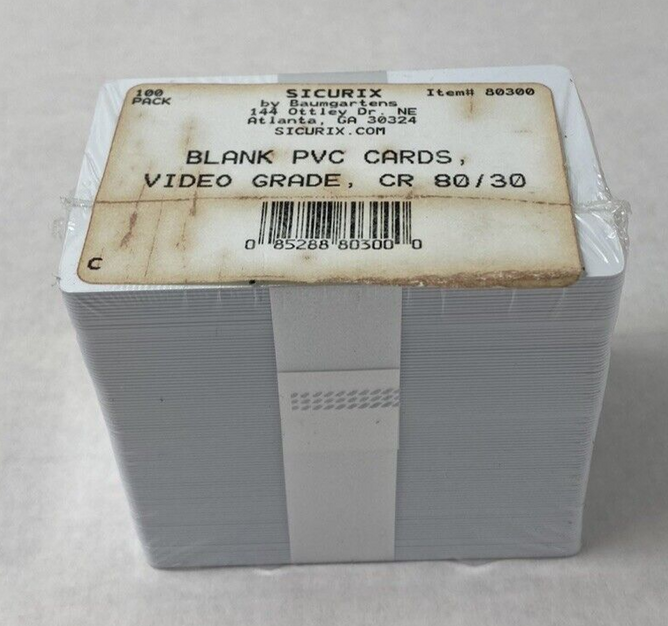 Lot of 2 Sicurix by Baumgartens 100 Pack Blank PVC Cards Video Grade CR 80/30