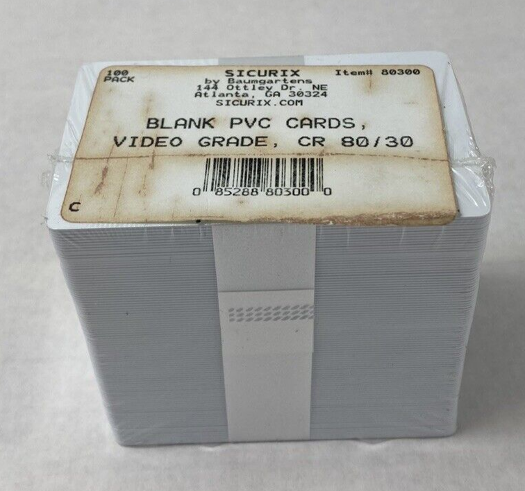 Lot of 2 Sicurix by Baumgartens 100 Pack Blank PVC Cards Video Grade CR 80/30