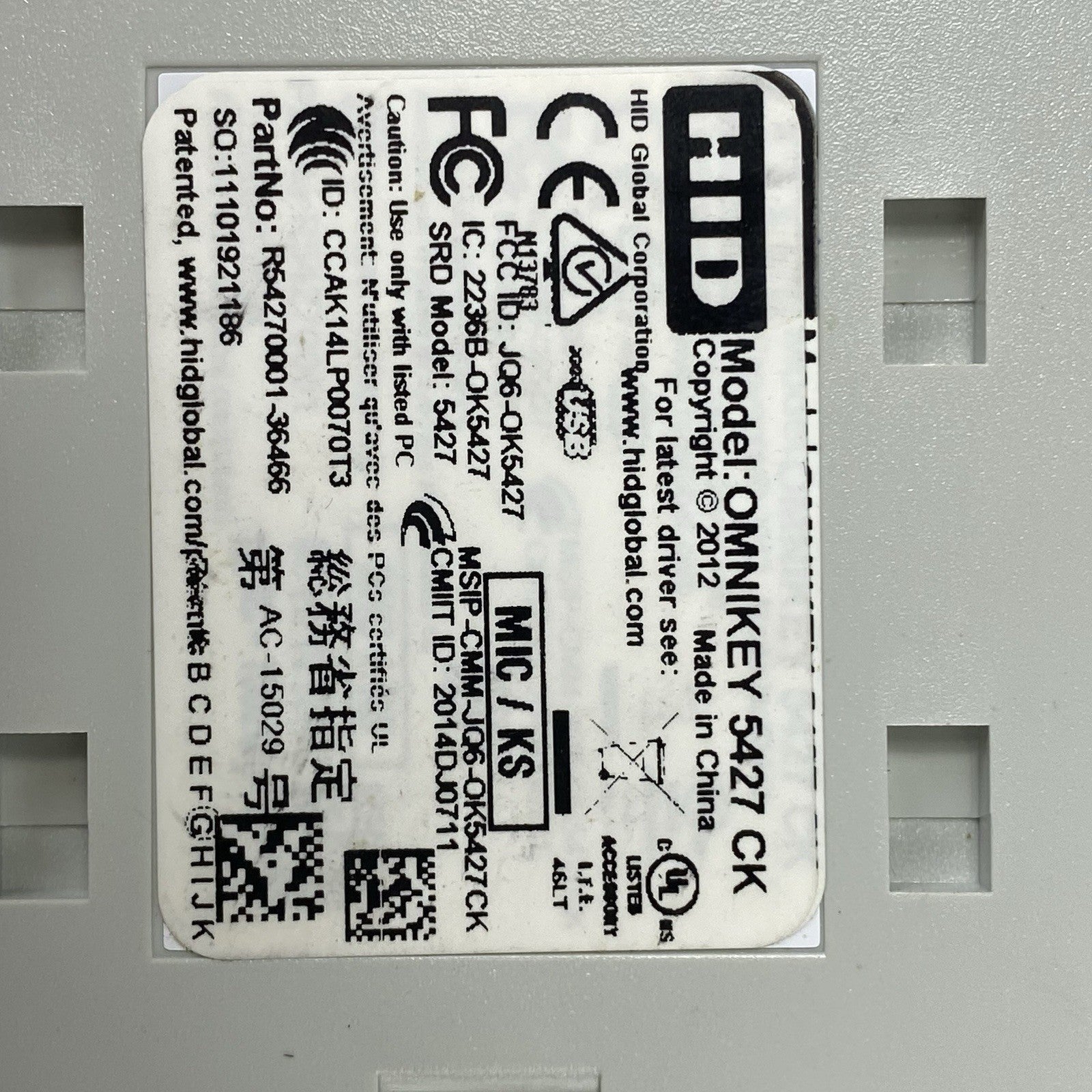 HID OMNIKEY 5427 G2 USB 2.0 Contactless Smart Card Reader