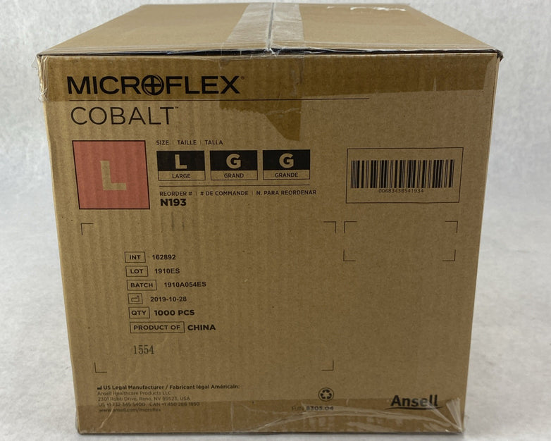 Ansell Cobalt N193 Powder Free Nitrile Examination Gloves Size Large 1000 Count
