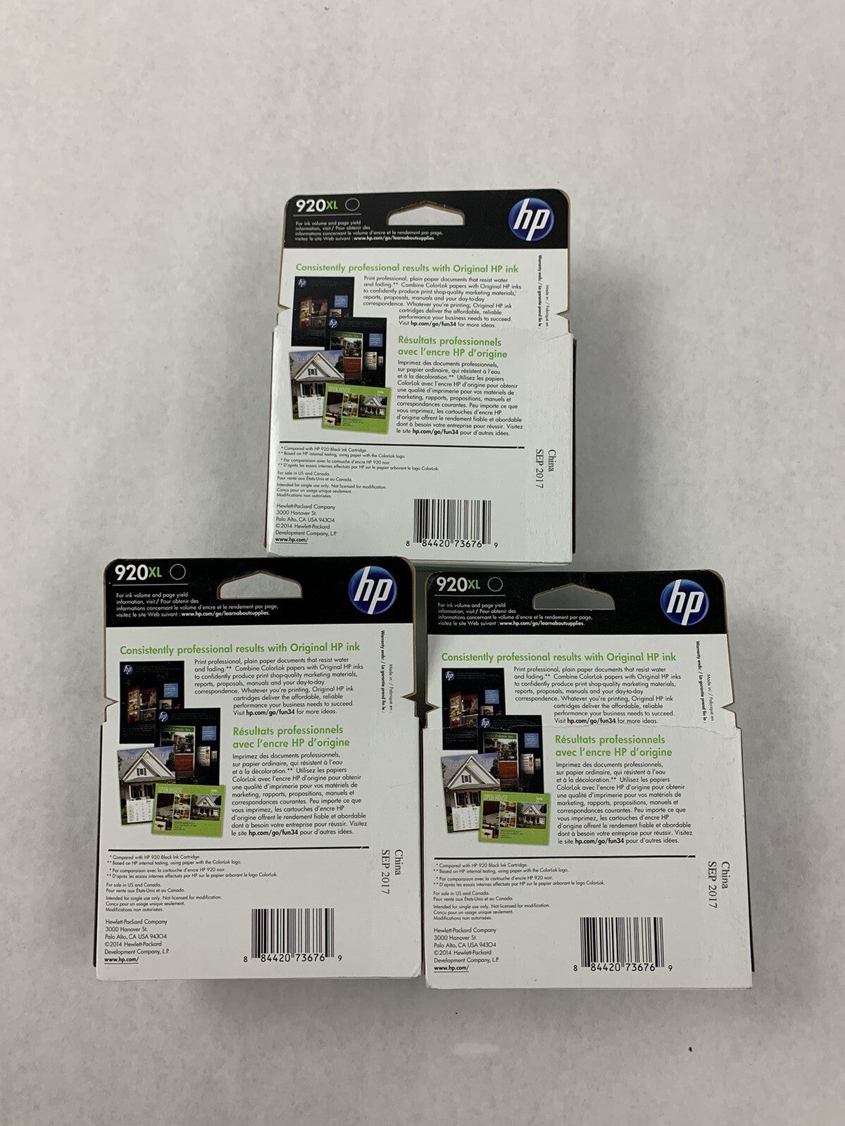 HP 920XL CD975AN Black Ink Cartridge EXP 9/17 (Lot of 3)