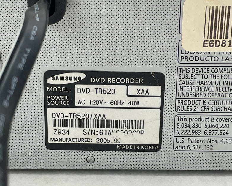 Samsung DVD-TR520 Dual Tray DVD Recorder Combo Player Copier Tested