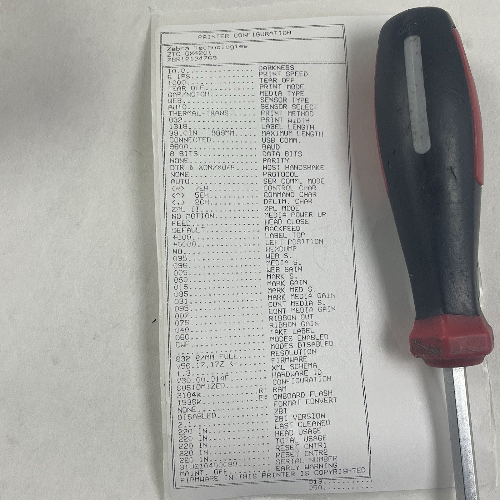Zebra GX420T Thermal Label Printer 25,400,089pgc Parts or Repair9