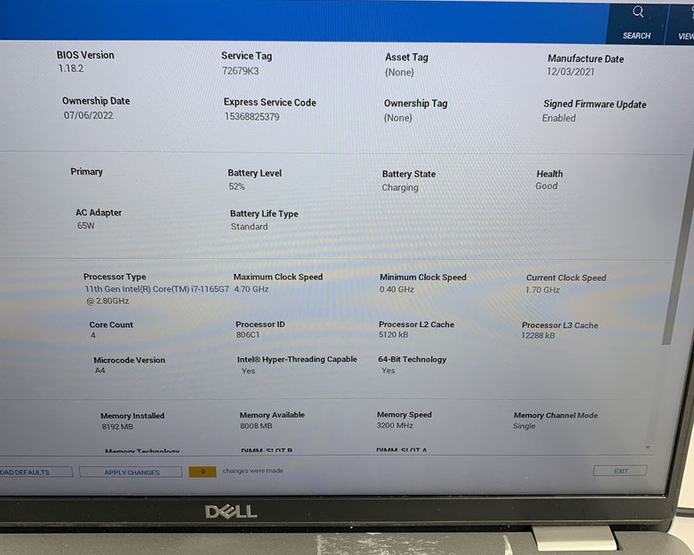 Dell Latitude 5420 14" Laptop i7-1165G7 2.8 GHz 8 GB Ram No OS/SSD/AC Bezel Peel