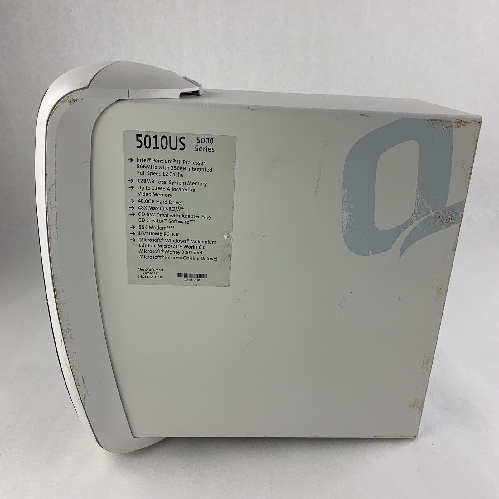 Compaq Presario 5010US Vintage Pentium III 866 MHz 256 MB RAM No OS No HDD
