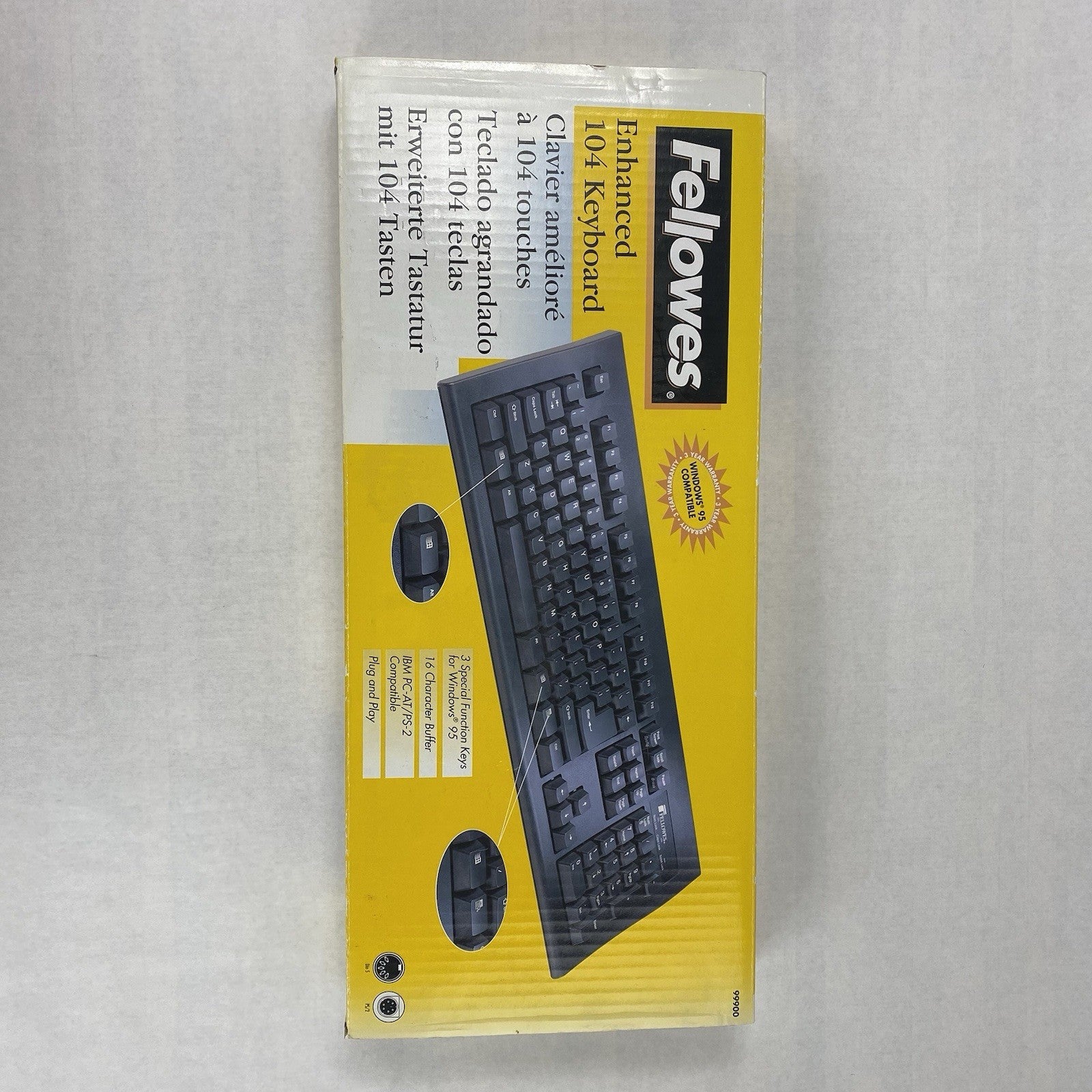 Fellowes 99900 Enhanced 104 Keyboard For Windows 95 - Open Box
