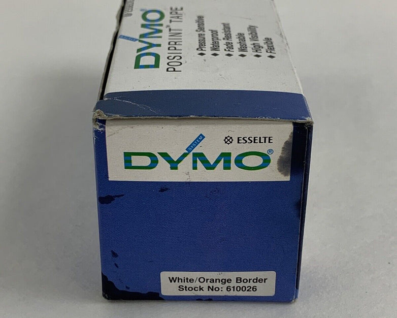 Dymo 610026 Esselte PosiPrint Labeling Tape White Orange Border 3/8"x10" 9 Rolls