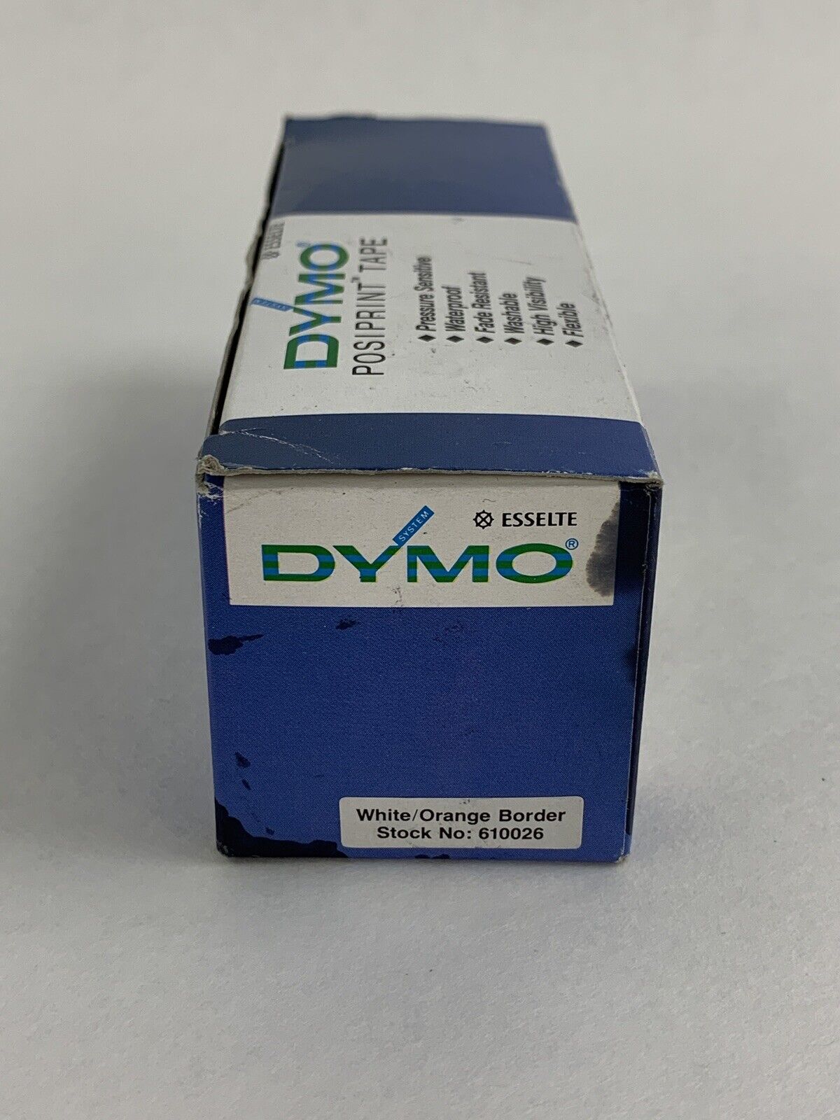 Dymo 610026 Esselte PosiPrint Labeling Tape White Orange Border 3/8"x10" 9 Rolls