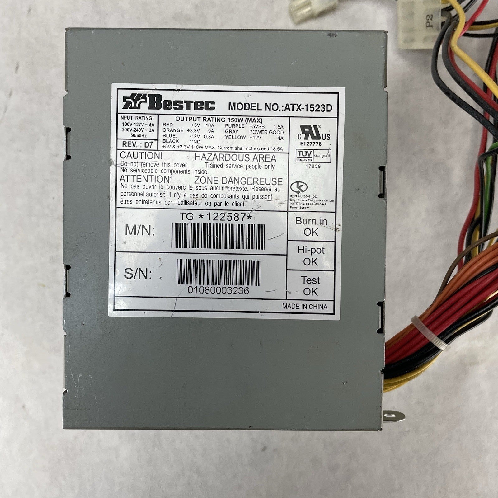 Bestec ATX-1523D Power Supply 110W HP 5185-2917