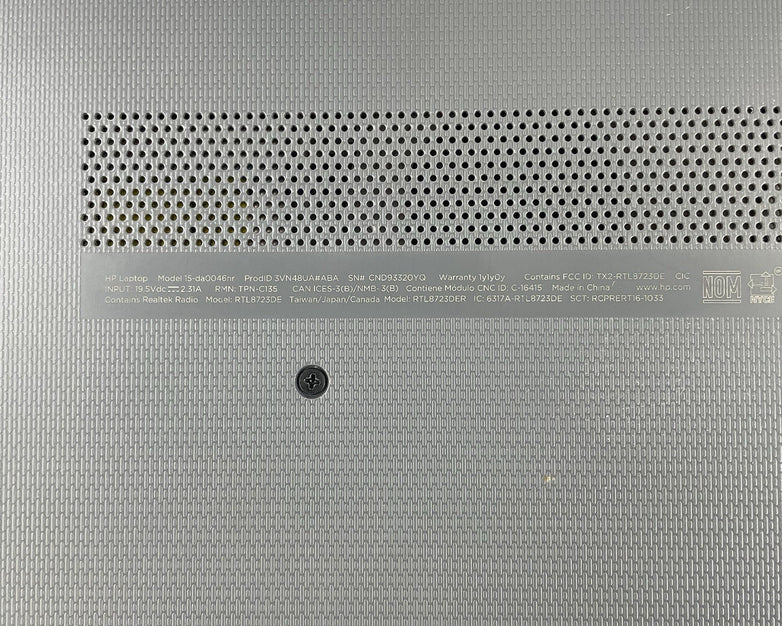 HP 15-da0046nr 15.6" i3-7020U 2.30 GHz 8 GB RAM No SSD No OS No AC