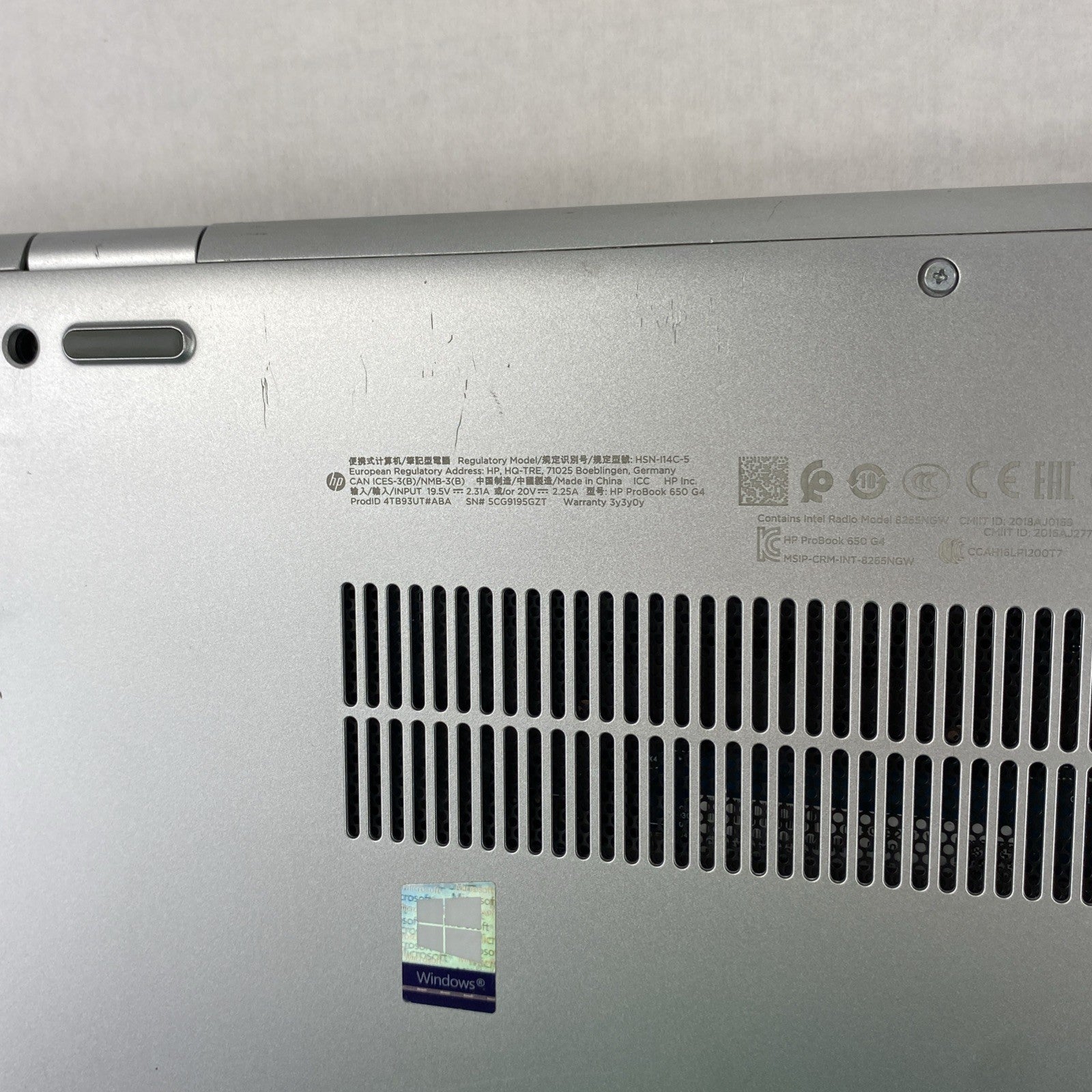 HP ProBook 650 G4 Intel Core i5-8350U 1.70 GHz 8 GB RAM 15.6" No HDD No OS