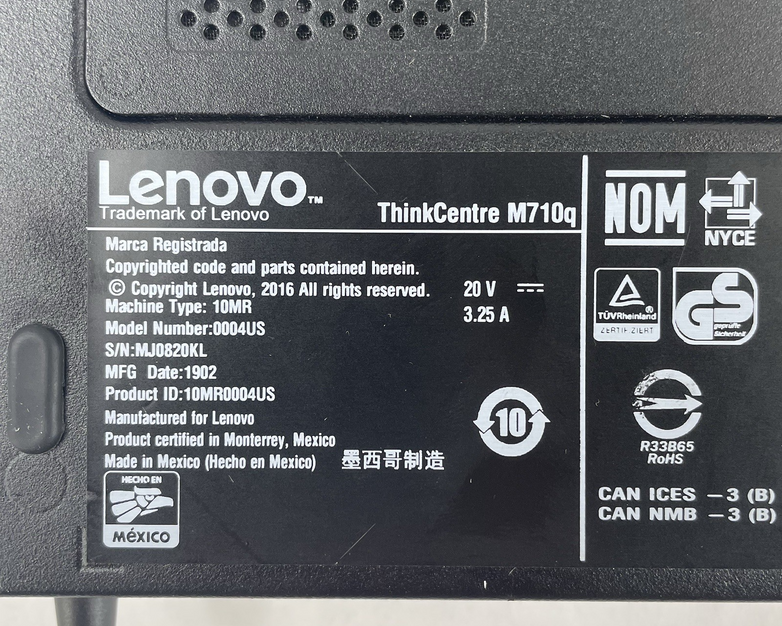 Lenovo ThinkCentre M710q Micro i5-7500T 2.70 GHz 8 GB RAM No HDD/OS/AC - READ