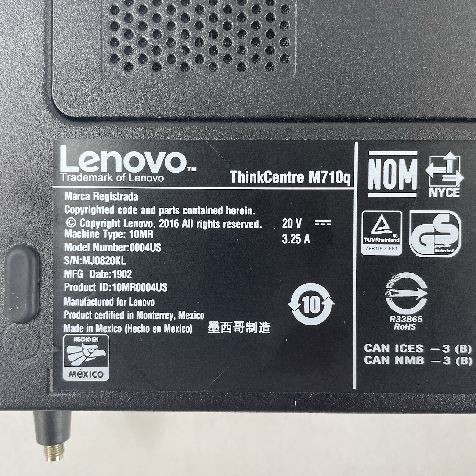 Lenovo ThinkCentre M710q Micro i5-7500T 2.70 GHz 8 GB RAM No HDD/OS/AC - READ10