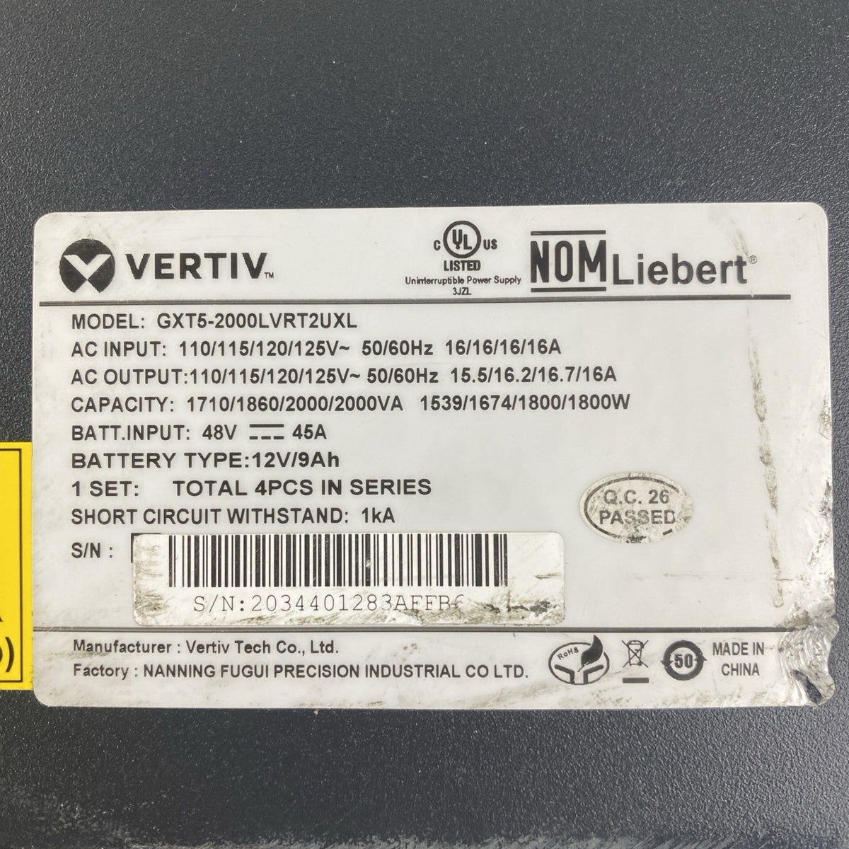 Vertiv Liebert GXT5-2000LVRT24XL 1800W  Backups UPS Tested - No Batt Front Bezel19