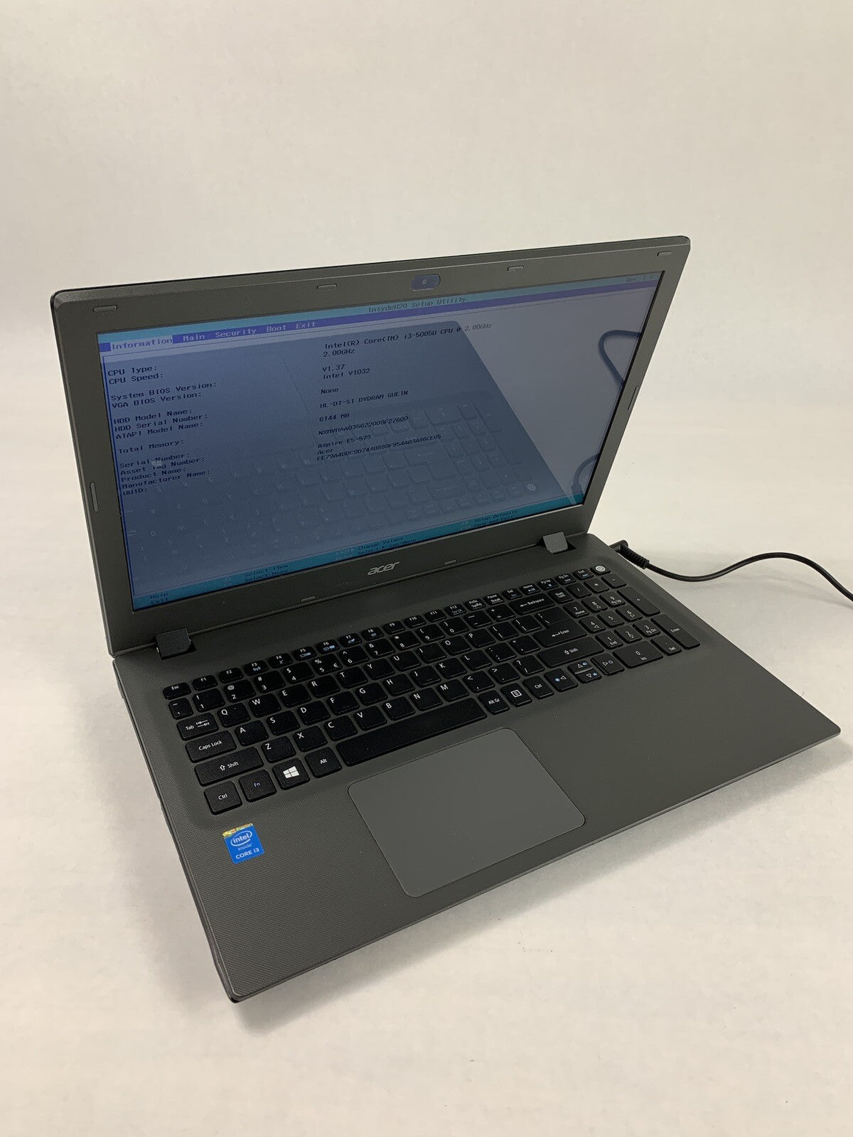 Acer Aspire E5-573 15.6"  i3-5005U 2 GHz 6 GB Ram No OS No HDD No Batt No AC