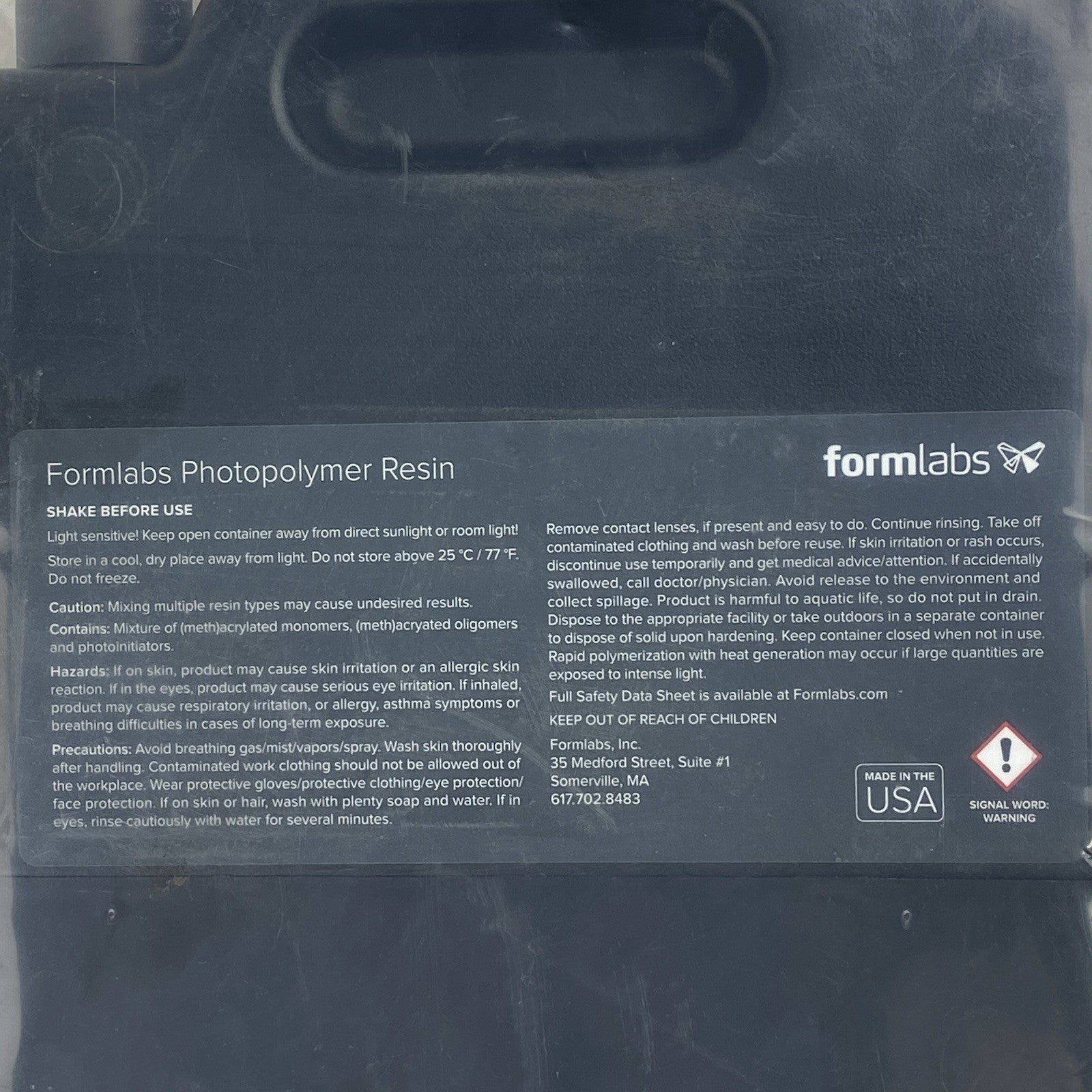 Factory Sealed Formlabs Photopolymer Resin Black FLGPBK022