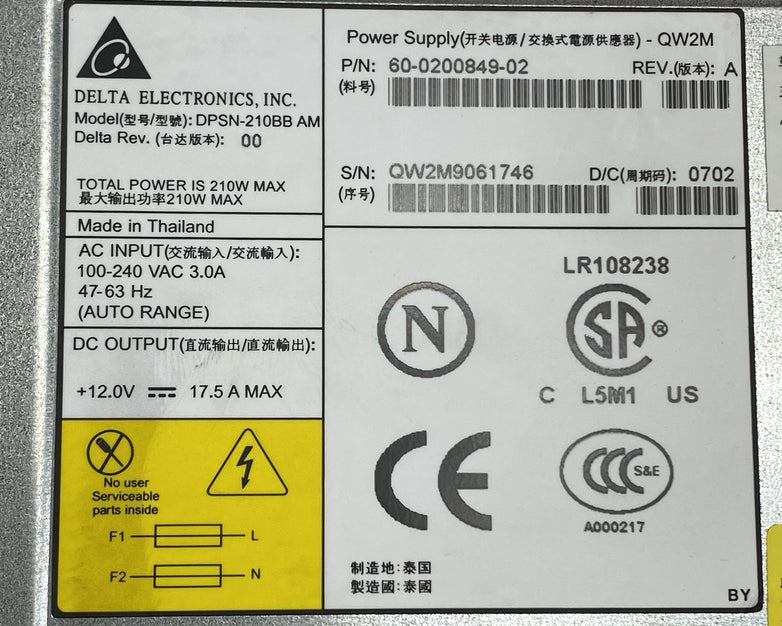 Delta Electronics DPSN-210BB AM 210W +12.0V Server Power Supply Lot of 2