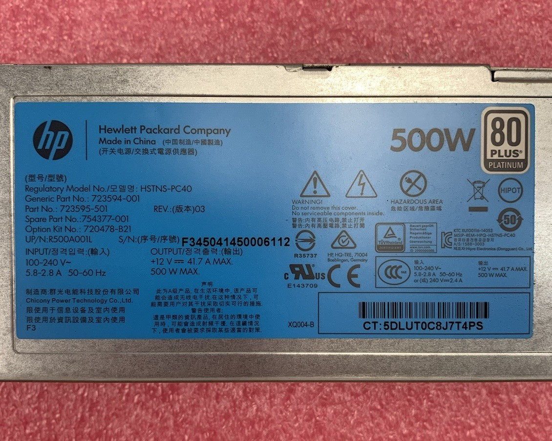 HP HSTNS-PC40 500W Power Supply (Lot of 2)