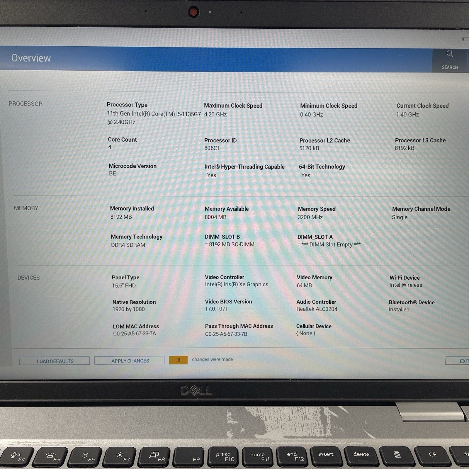 Dell Latitude 5520 15.6" i5-1135G7 2.40 GHz 8 GB RAM No SSD/OS/AC - Bad C-Port1