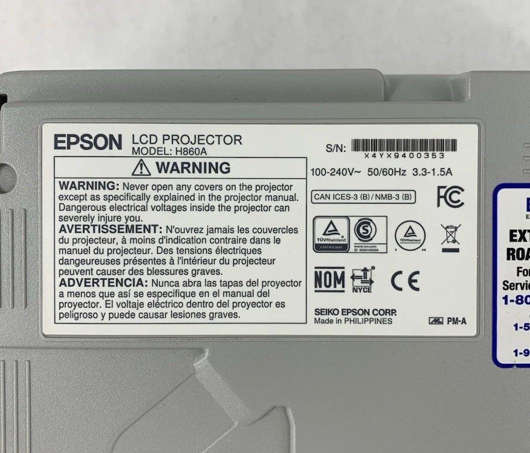 Epson PowerLite 108 H860A LCD Projector 1256 Lamp Hours - No Remote7