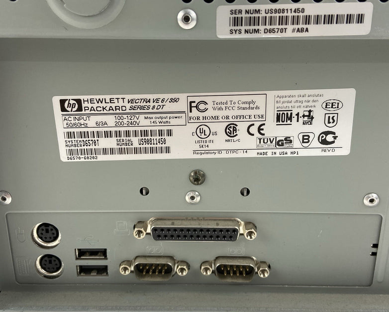 HP Vectra VE 6/350 DT Intel Pentium II 350MHz 160MB RAM No HDD No OS