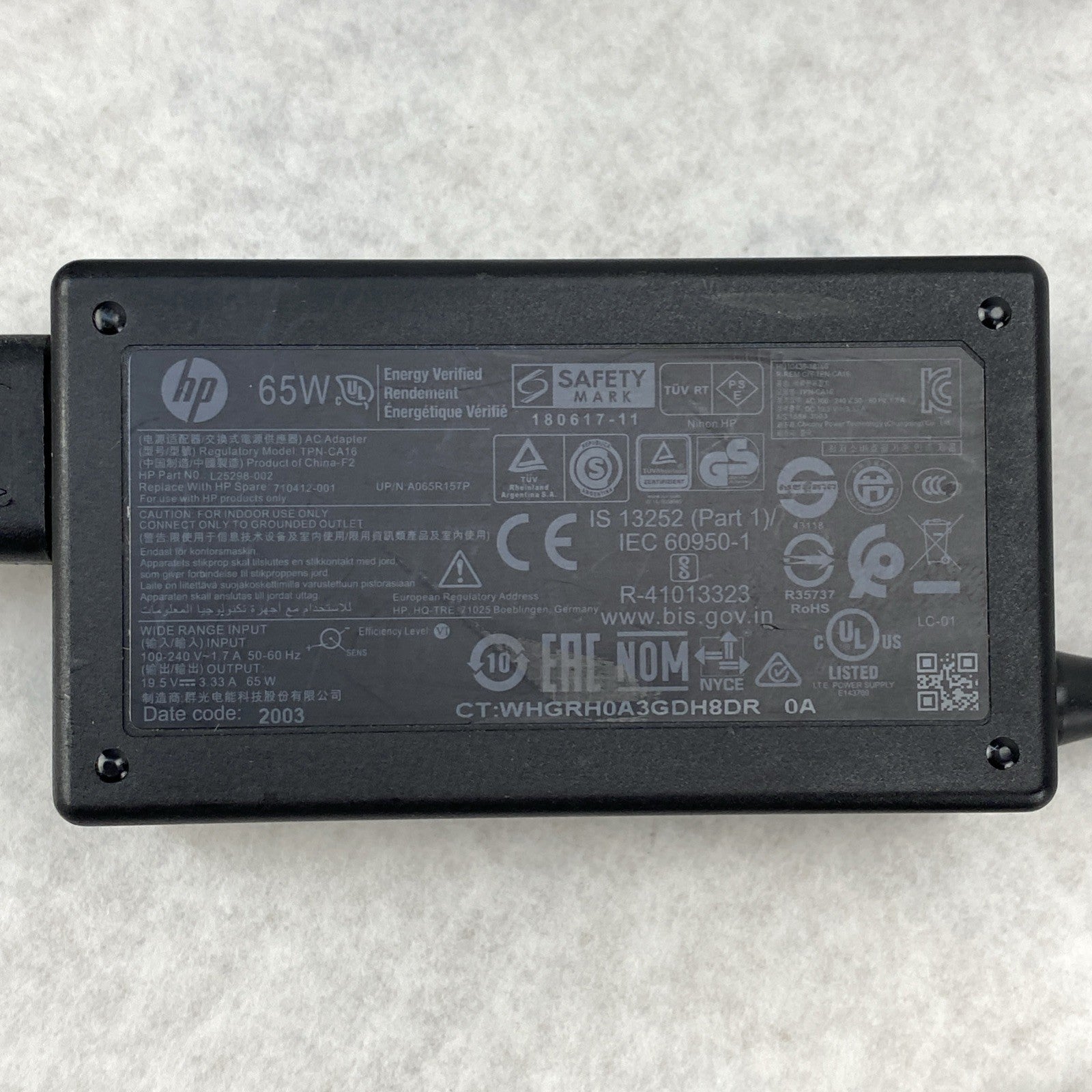 HP TPN-CA16 65W 19.5V 3.33A Blue Tip Barrel Laptop AC Adapter (Lot of 10)2