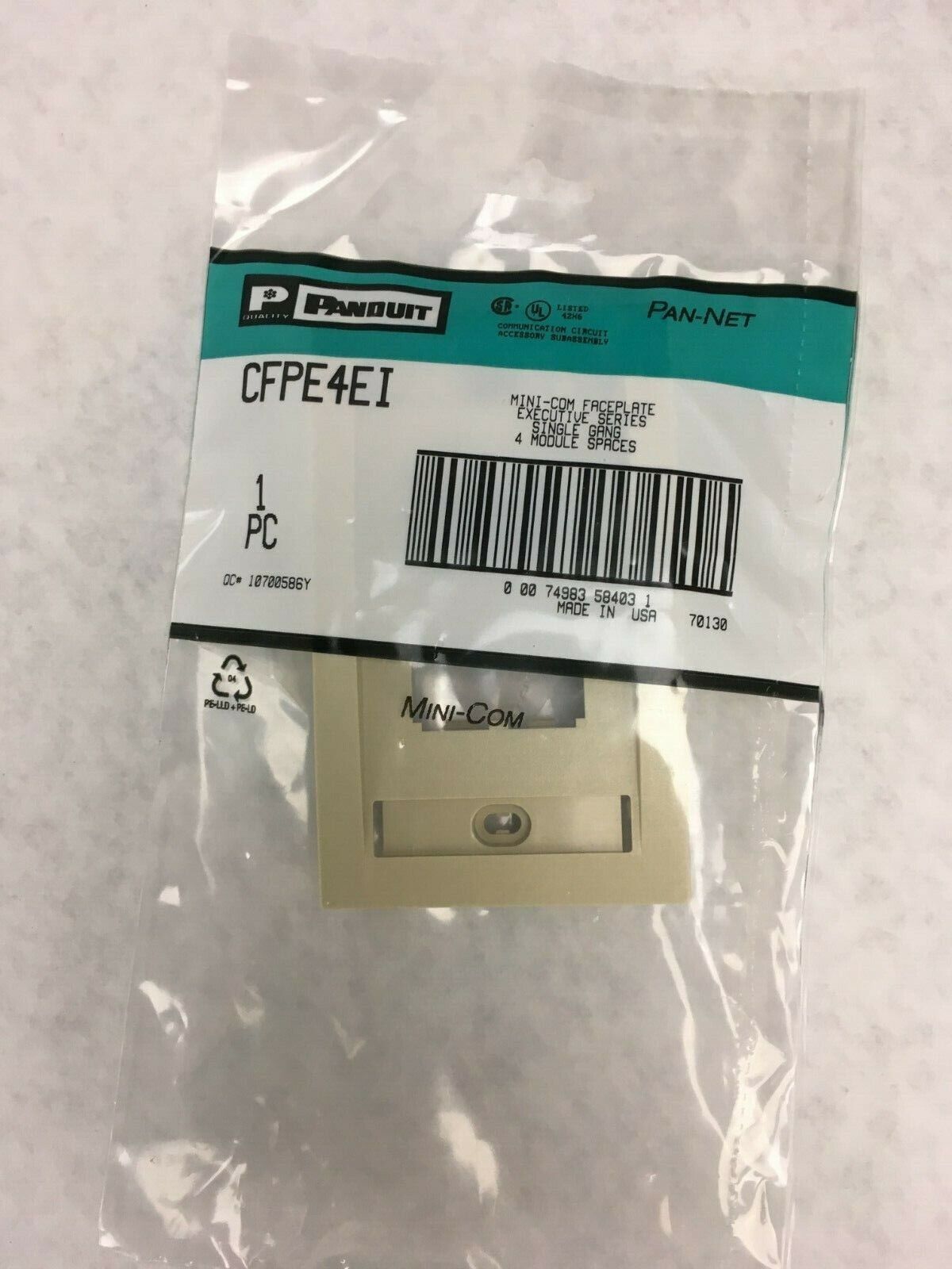 Lot of 4 Panduit CFPE4EI Mini-Com Faceplate Executive Series Single 4