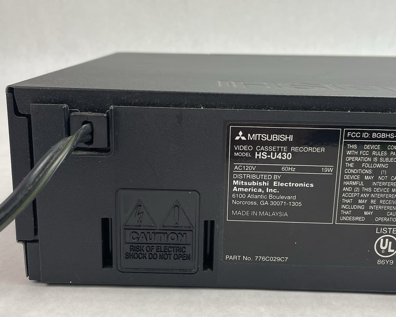 Mitsubishi HS-U430 VCR VHS Hi-Fi Stereo Recorder