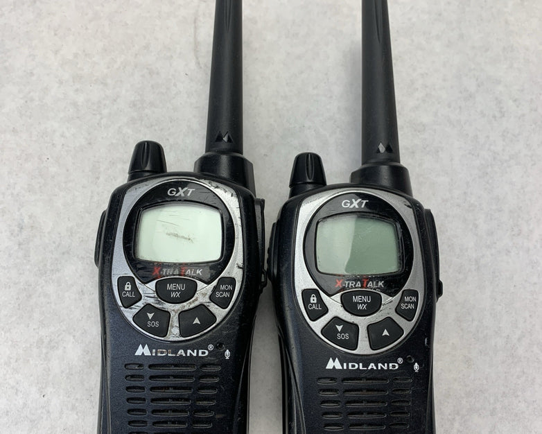 Midland GXT1000 GMRS 2-Way Radio Set of 2 Charge base Car Adapter - No Batteries